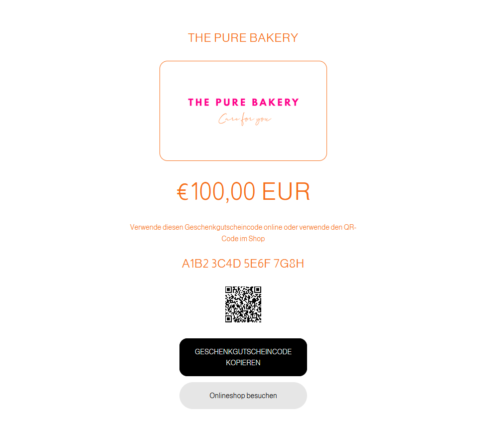 The Pure Bakery Geschenkgutschein (digital)